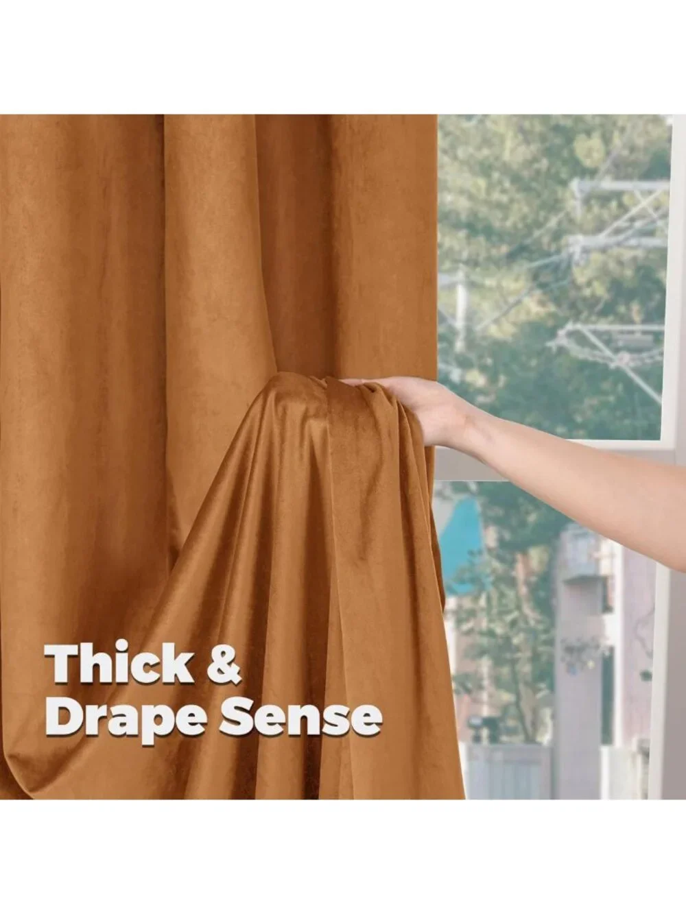 Luxurious Orange Velvet Curtains, 2 Panels, 52x102 Inch - Perfect for Living